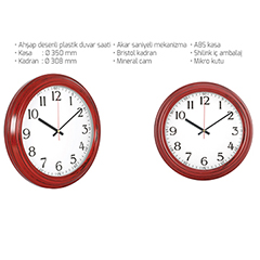 Ahşap Desenli Plastik Duvar Saati